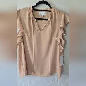 3/$25 NWT Nordstrom Rack Coquette Feminine Ruffle Sleeve Blush Blouse Women's S